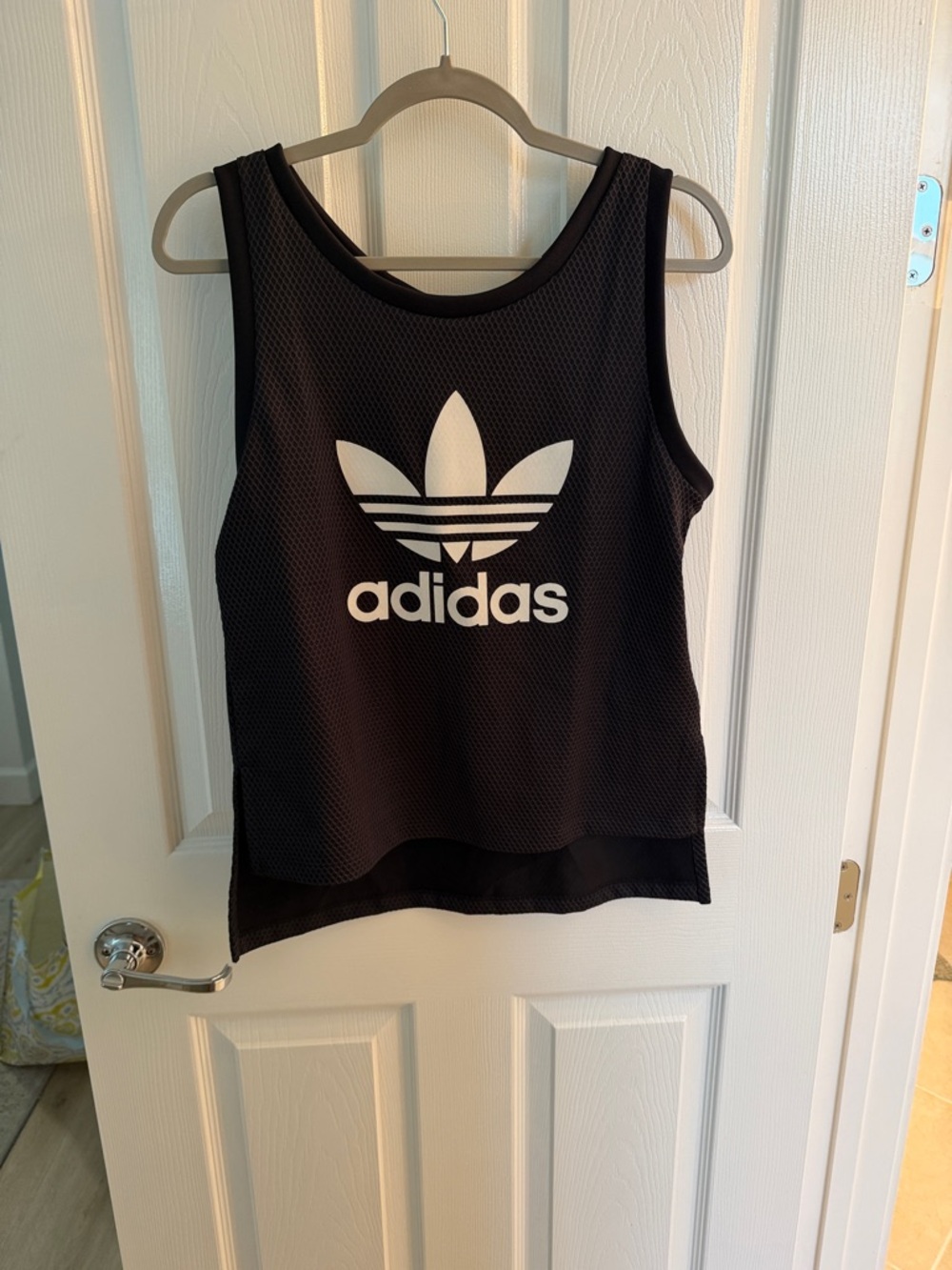 adidas Black Muscle Tank with White Trefoil Logo